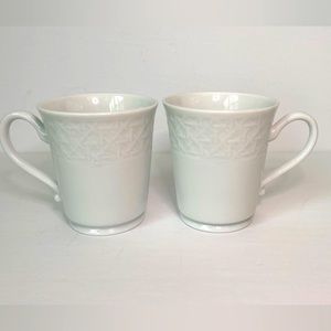 Narumi Japanese Bone China Subtle Lattice White Set of 2 Coffee Tea Mugs